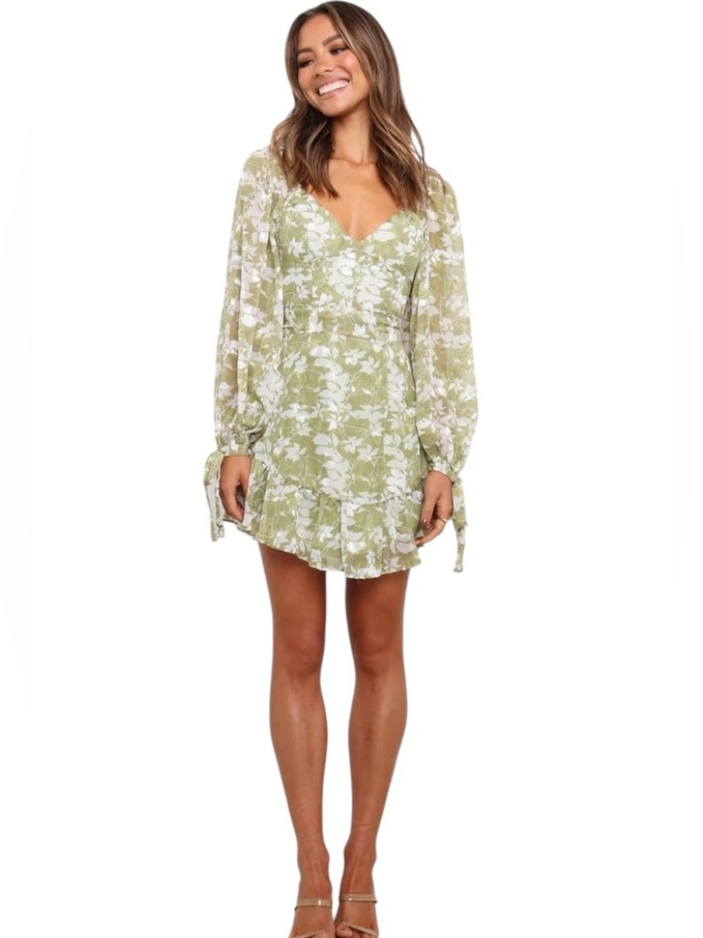 Saints & Secrets Floral Atlanta Mini Dress Size Small Romantic Puff Sleeve - Picture 2 of 7